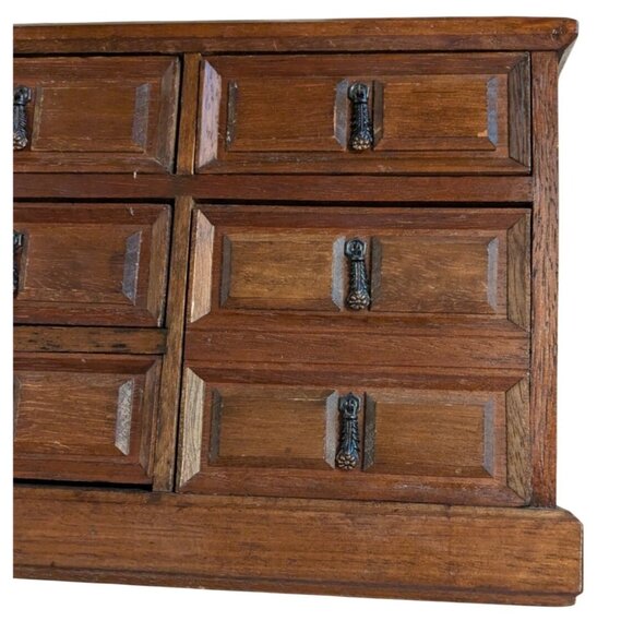 Vintage Mele Wooden Jewelry Box trinket 9 Drawers Lined Japan - Picture 11 of 16